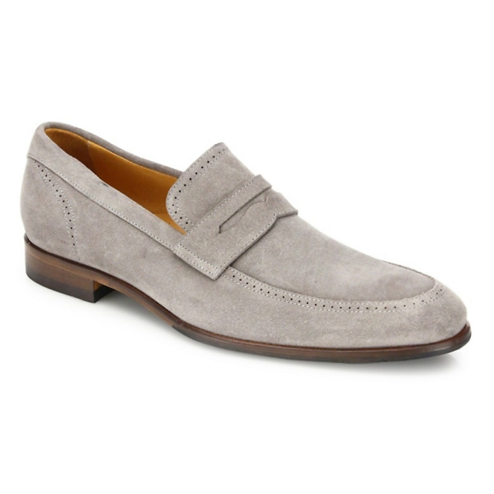 Saks Fifth Avenue Grey Suede Penny Loafer Size 7